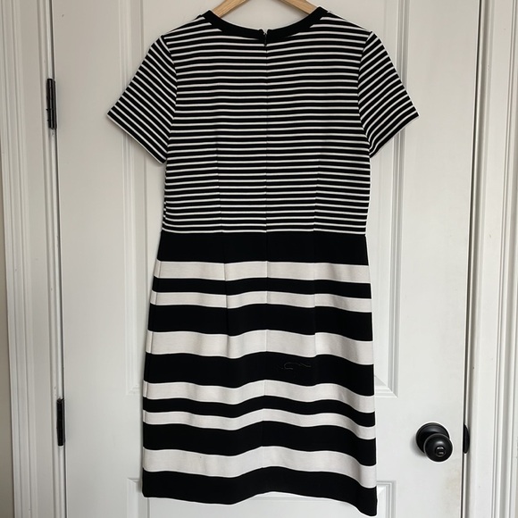 LOFT Women’s Crewneck Striped MIDI Dress Black/White 10 - Picture 4 of 5